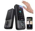 Lockin Veno Plus, All-in-One Smart Lock for Front Door | Palm Vein and Fingerprint Keyless Entry, 2K 180° Ultra-Wide Camera, Night Vision, Built-in WiFi, 8GB Storage, No Monthly Fee - size: Single Battery