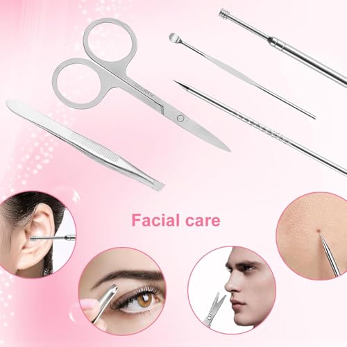 Yougai Manicure Set, Beige, 18Pcs Stainless Steel Nail Clippers - color: Pink