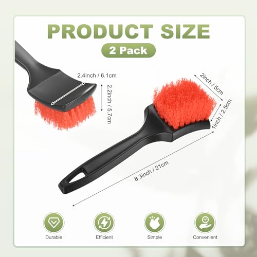 M METERXITY 2-Pack Bird Bath Cleaning Brush, 8.3 Inch Plastic Bird Bath Cleaner with Ergonomic Handle for Feeder/Fountain/Outdoor Cleaning, Utility Hard Stiff Bristle Scrub [Red] - color: Red