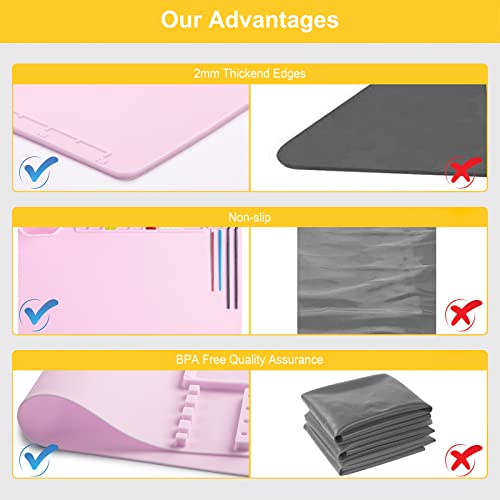 Silicone Painting Mat, Art Mat with Cup, Craft Paint Brush Cleaner Tool - color: Pink