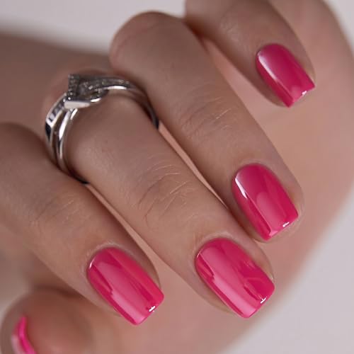 CurvLife Short Square Press On Nails, Lemon Glaze Yellow, Soft Gel - color: Blush Mirror