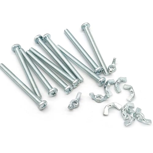 20Pack 1/4"-20 x3 Screw Bolts and Wing Nut Kit 10pcs Machine Screws with Round Head Phillips 10pcs Butterfly Hand Twist Tighten Nut Zinc Plated Hardware Fitting Fastenings Assortment Kit - size: Silver 20 Pack 1/4"-20 x3"