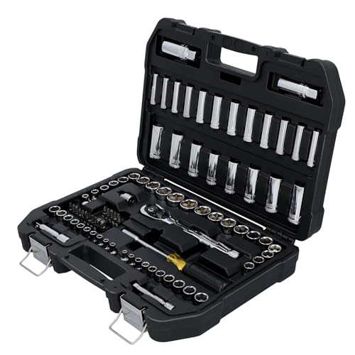 DEWALT Mechanics Tool Set, 84 Piece SAE/Metric Set with Low Profile 72-tooth Ratchet,1/4 Inch Drive (DWMT45424) - style: NEW 84 Piece Set