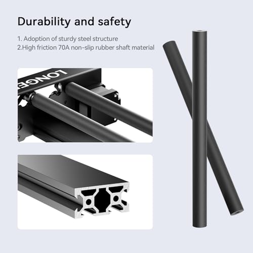 Longer Rotary Roller Series,Laser Engraver Rotary Roller, Y-axis Rotary Roller 360° Rotation for Laser Engraver Engraving Cylindrical Objects Tumblers Cans Cups Bottles, Adjustable Diameters 6-200mm - size: 6-200mm