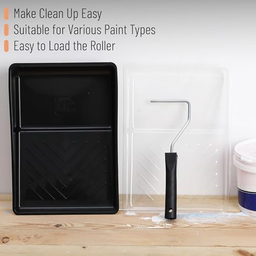 Bates- 6 Inch Paint Roller Tray Set, 12 pcs Black Plastic Paint Tray Kit
