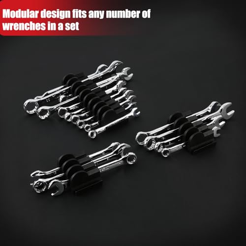 DEHOYI 12 pcs Modular Wrench Organizers for Tool Drawers - Wrench Rack with Metric & SAE Labels, Perfect Tool Storage Holder. Gift for father, brother and boyfriend (12pcs-Black) - style: 12pcs-Black