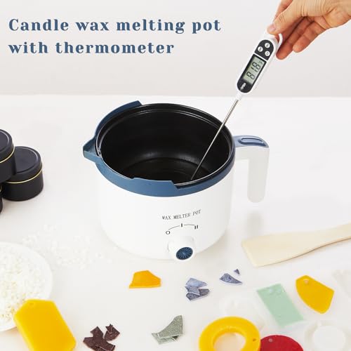 KQU Wax Melting Pot with Thermometer, Electric Wax Melter for Candle Making with Spout 1.5Qt, Small Double Boiler Pot Set for Beginner Adults - size: Wax Melting Pot Kit 2pcs