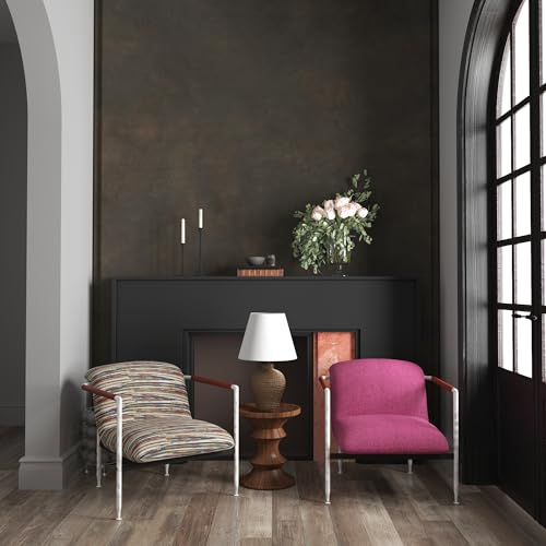 JSEVEM 16"×118" Thick Darker Black Brown Tan Grey Rusty Concrete Wallpaper Peel and Stick Waterproof Metallic Tan Charcoal Concrete Contact Paper Vinyl Adhesive Sticker for Bedroom Bathroom Gym Walls - color: Dark Tan Grey, size: 16" x 118"
