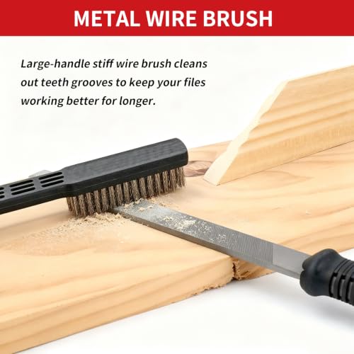 19 PCS Metal File Set, T12 Metal Files for Steel,Flat/Round/Triangle/Half-Round Hand Set with Needle File & Steel Brush for Metals, Metalworking & Woodworking