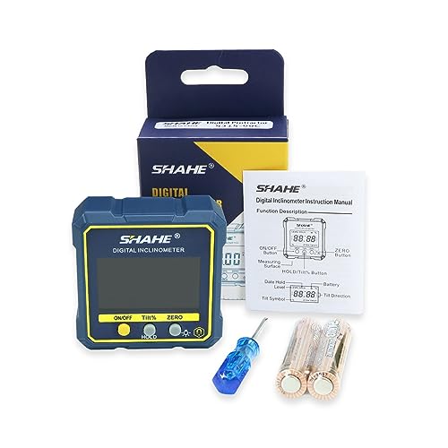 SHAHE Digital Angle Gauge Magnetic Protractor Inclinometer Level Angle Finder Angle Cube Level Box with Magnetic Base and Backlight