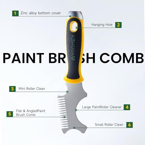 VOOMEY 5-in-1 Paint Roller Cleaner Tool with Hammer Base & Brush Comb - size: 5 in 1 Paint Roller Cleaner