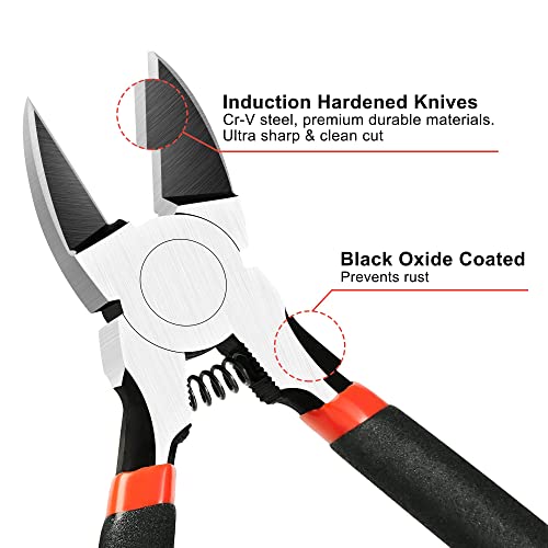 BOENFU Wire Snips Floral Wire Cutter Jewelry Wire Snippers 6 Inches 2 Pack Flush Cut Pliers Side Cutters Metal Cutting Tool for Crafting, Floral, Artificial Flowers, Chicken Wire, Electrical - color: 6 Inches - 2 Pack - Black Handle