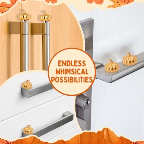 Pumpkin Hinge Toppers Set of 6 - Door Magnetic Hinge Heads Decorative Topper - Fall Indoor Hinge Decoration Charms for Halloween (Metal Alloy)