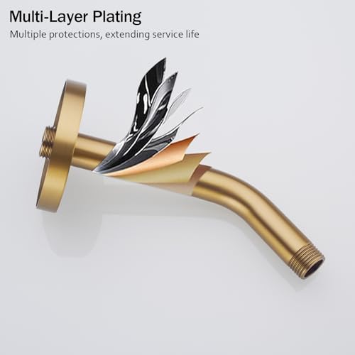 RANDOM Shower Arm with Flange,Gold 6 Inches Wall Mount Angle Shower Head Extension Arm For Fixed Shower Head Stainless Steel,Champagne Bronze.RD91018-6CB - color: 6″ Champagne Bronze(Round Flange)