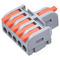 10Pcs Lever Wire Connectors, 1 in 5 Out DIY Mini Splicing Compact Quick Push-in Electrical Connectors, 24-12 AWG