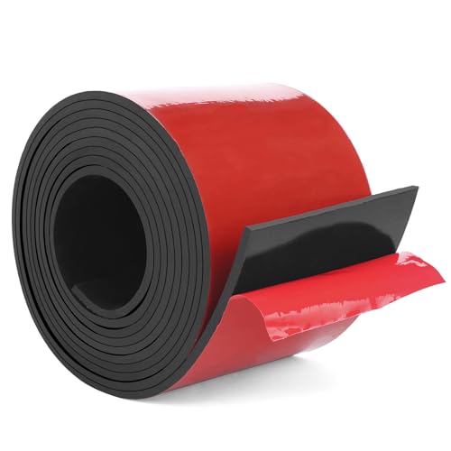 WochiTV Adhesive Solid Rubber Strips, 4" Wide x 1/8" Thick x 60" Long Self Stick Black Neoprene Rubber Rolls Perfect for DIY Insulation Cushion Gasket, Sealing, Liner, Weather Striping - size: 4" W X 60" L, style: 1/8" Thick Adhesive