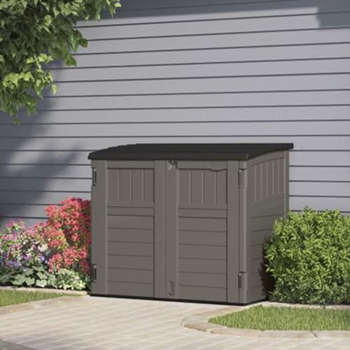Suncast 34 Cu Ft Horizontal Storage Shed, Resin, Lockable, Stoney Black