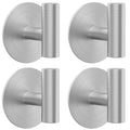 Bntuk Wall Towel Hooks, Adhesive Hooks for Coat Waterproof Shower Hooks - color: Sliver, size: 4 Pack