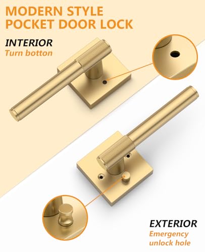 Asidrama 4 Pack Champagne Bronze Privacy Interior Door Handles | Thumb-Turn Privacy Lock,Fits 1-3/8"-1-3/4" Doors,Adj. 2-3/8"-2-3/4" Latch,Heavy-duty Zinc,Easy DIY Setup - color: Champagne Bronze