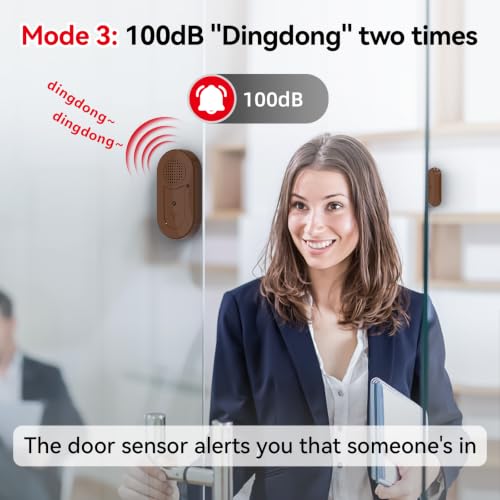 Sanjie Door Window Alarm Sensors, 5 Pack, 125dB, Volume Control - color: Brown