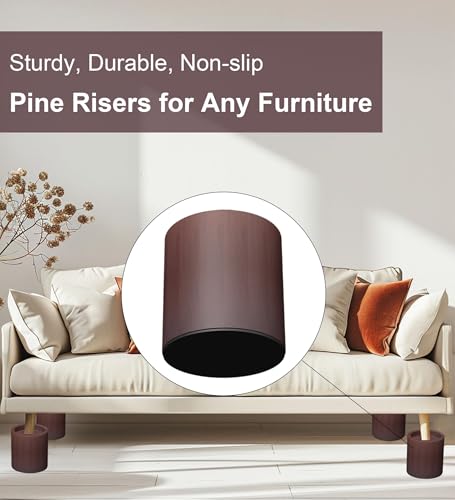 Lufia Solid Pine Wood Bed Risers 4 Inch Lift, Durable Furniture Risers for Beds, Sofas, Desks - Stylish Design, Easy Install, 2,000 Lbs Capacity (4 Inch) - size: 4 Inch