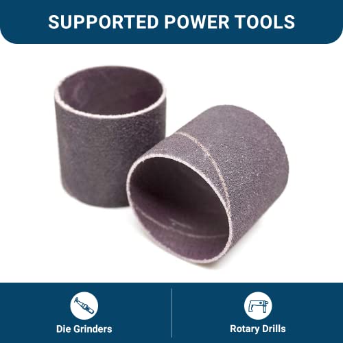 Benchmark Abrasives 1.5" x 1.5" Aluminum Oxide Abrasive Spiral Bands for Rotary Tools, Drum Sleeves for Sanding Deburring Blending Polishing on Metals Plastic Wood Rubber (10 Pack) - 80 Grit - style: 80 Grit