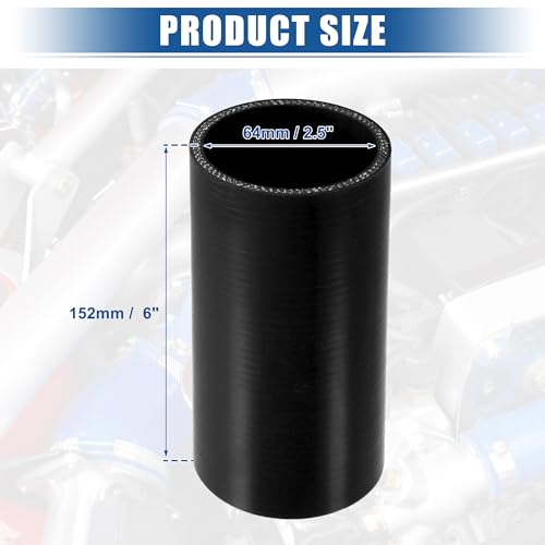 uxcell 4-Ply ID 6" Length Silicone Reducer Hose Black for Car Intercooler - size: 2.5" ID