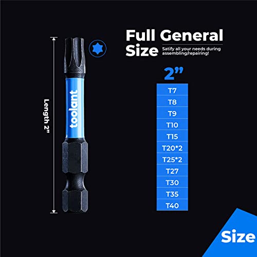 toolant 25PCS T25 2" Impact Torx Bits S2 Steel Security Torx - size: T25(2"*25pcs)