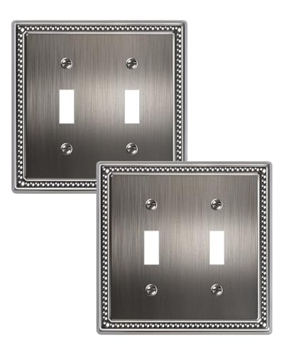 2-Pack Double Toggle Light Switch Cover Plate, Heirloom Silver - color: Heirloom Silver, size: Double Toggle 2PK