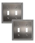 2-Pack Double Toggle Light Switch Cover Plate, Heirloom Silver - color: Heirloom Silver, size: Double Toggle 2PK