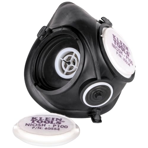Klein Tools 60553 Reusable P100 Half-Mask Respirator with Replaceable Filters for Dust, Metal Fumes, and Oil Mist, S/M