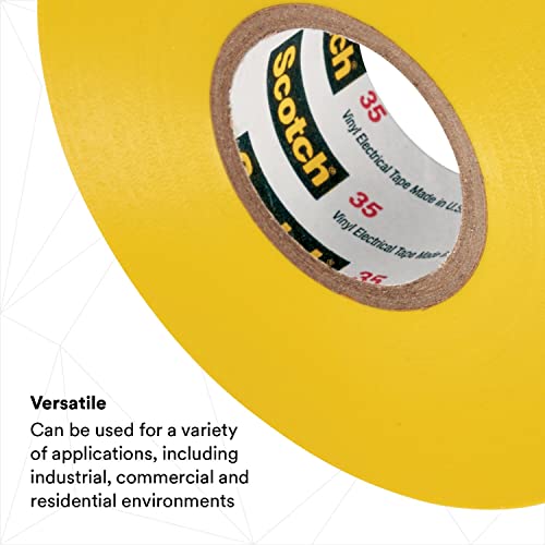 3M Scotch Vinyl Color Coding Electrical Tape 35, 3/4 in x 66 ft, Yellow - 10844-BA-10