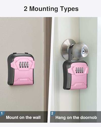 Puroma Key Lock Box for House Keys Combination Lockbox with Code, 1 Pink - color: Pink