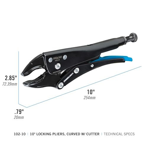 Channellock Locking Pliers 102-10 - Curved Jaw, Wire Cutter, Epoxy Resin Coating, Forged Steel - 10 In - style: 10" Curved Jaw Locking Pliers w/ Wire Cutter