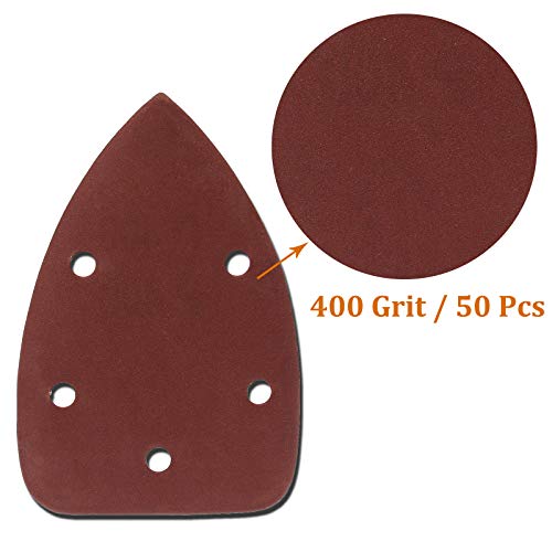 50 Pcs Mouse Detail Sander Sandpaper, 400 Grit, 5 Hole - size: 400 Grit - 50 Pcs