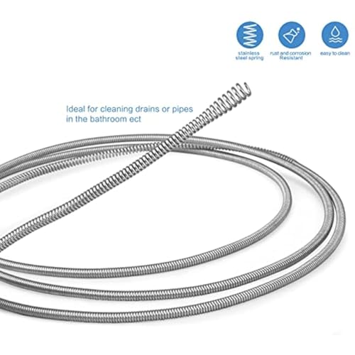 78.74in Flexible Drain Cleaning Tool 1pc - Lightweight Easy-to-Use for Kitchen & Bathroom Sinks, Tubs, Septic Systems, Durable Plastic/Metal for Home Maintenance & Plumbing Tasks
