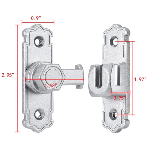 Silvery 90/180 Degree Barn Door Latches,Aluminum Alloy Flip Latch - color: Silvery