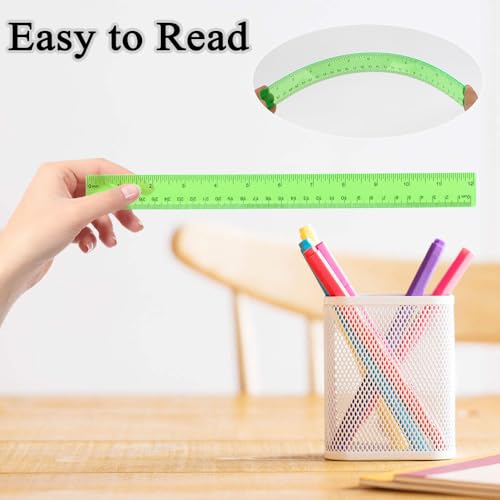 Plastic Clear Ruler Math Set, 6" | 12" Straight Ruler Protractor, 2 Protractors 180 Degree 2 Triangle Rulers 45 | 60 Degree 2 Straight Rulers Measuring Tool for School Office Home Supplie,Green - color: Green