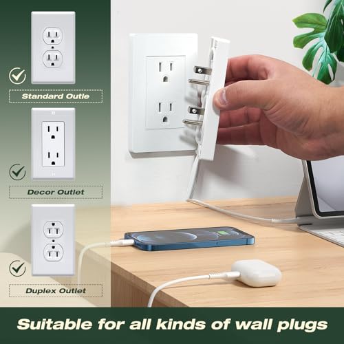 Saker Dual Flat Extension Cord, 6-Outlet Extender, 5ft, White - style: dual 5ft