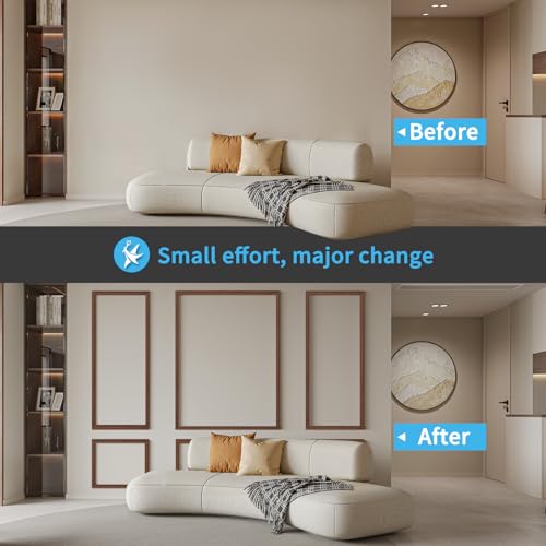 Art3d Pre-Cut Wall Molding Set of 6 pcs, 3 Top 3 Bottom, Walnut - color: Walnut: Style 1