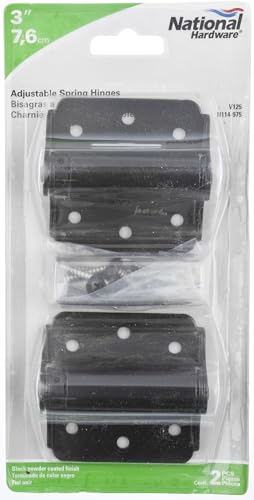 National Hardware Adjustable Spring Hinge, 3 in, Steel, 2-Pack, Black