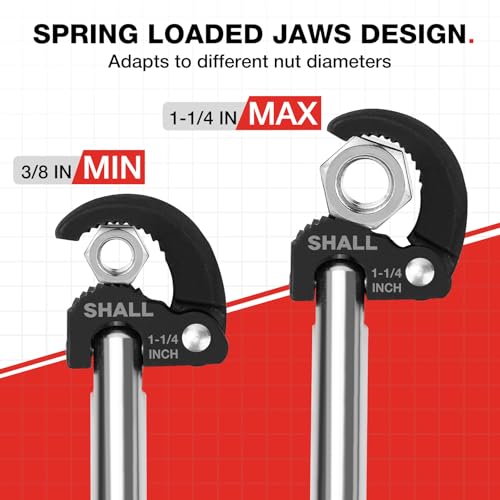 SHALL 11" Basin Wrench, Adjustable Sink Wrench Faucet Tool - size: 11-inch