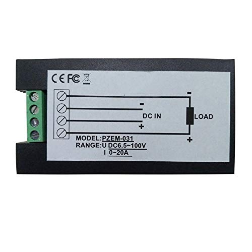 HiLetgo DC 6.5-100V 0-20A LCD Display Digital Ammeter Voltmeter Multimeter Current Voltage Power Energy Battery Monitor Amperage Meter Gauge with Built-in Shunt - style: DC 6.5-100V 0-20A