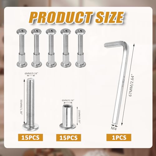 Biaungdo M6x35mm Hex Drive Socket Cap Bolt, Silver, 15 Sets - color: Silver, size: M6x35mm