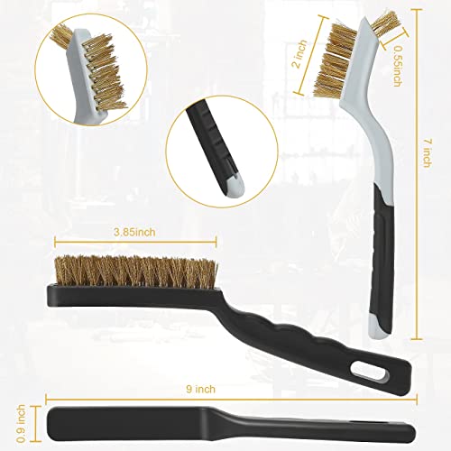 VASTOOLS Wire Brushes Cleaning Set 6Pc, 9" and 7", Wire Brushes for Cleaning Welding Slag, Rust and Dust. Includes Brass, Nylon, Stainless Steel Brushes with Strong Handle - size: 7" 9"
