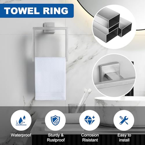 Cilee 10-Pieces Brushed Nickel Bathroom Hardware Set, 24 inch Towel Bar Set - color: 10 - Brushed Nickel, size: 10 Pieces