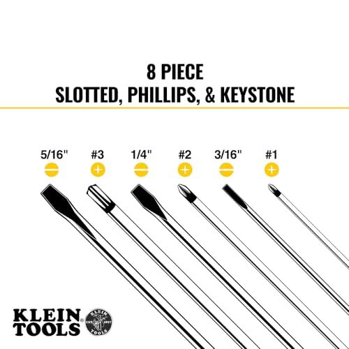 Klein Tools 85148 Screwdriver Set with Magnetizer/Demagnetizer for Magnetic Tips, Flathead and Phillips, Home Improvement, 9-Piece - style: 8-Piece Screwdriver Set