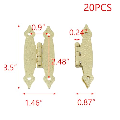 T Tulead H-Shape Cabinet Hinges, Golden, 3.5"×1.46", 20PCS - color: Golden-20pcs