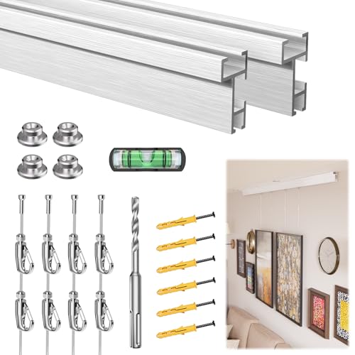 Picture Rail Hanging System 47 inch, Heavy Duty Picture Hanging Kit