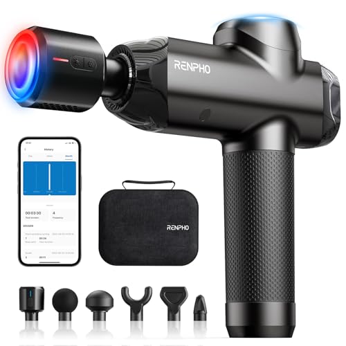 RENPHO Power+ Thermacool Massage Gun with Heat and Cold Head - color: Smoky-black
